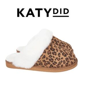 NWT KATYDID Leopard Print Slippers with Faux Fur
